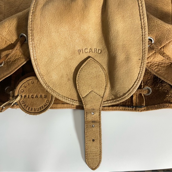 Picard Water Buffalo Leather Backpack w/LG Inside/Outside Buckle Closure pockets - Picture 12 of 16